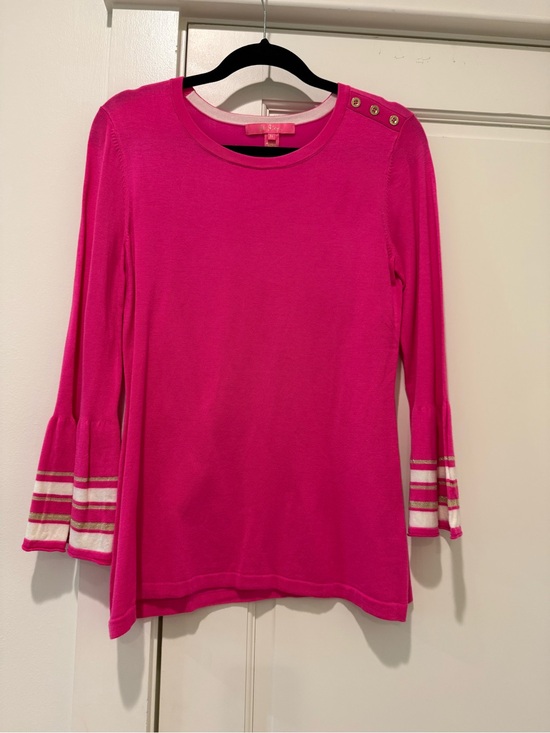 Lilly Pulitzer Other - Women’s Bright Pink Bell-Sleeve Knit Top with Button Shoulder